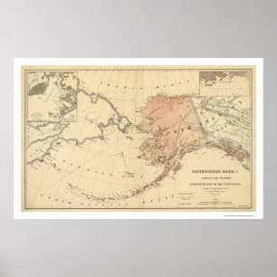 Poster Alaska Ceded By Russia Map 1867