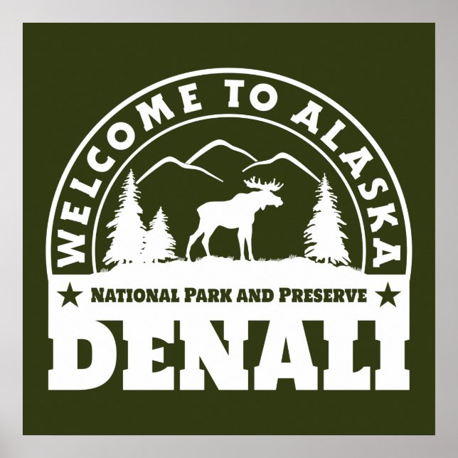 Poster Alaska. Parc national et réserve de Denali (Devant)