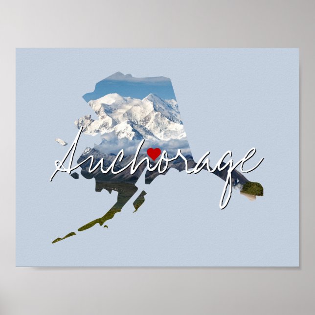 Poster Alaska State Photo insert and town name (Devant)