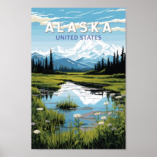 Poster Alaska Travel Art Vintage (Devant)