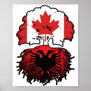 Poster Albania Albanian Canadian Canada Tree Roots Flag