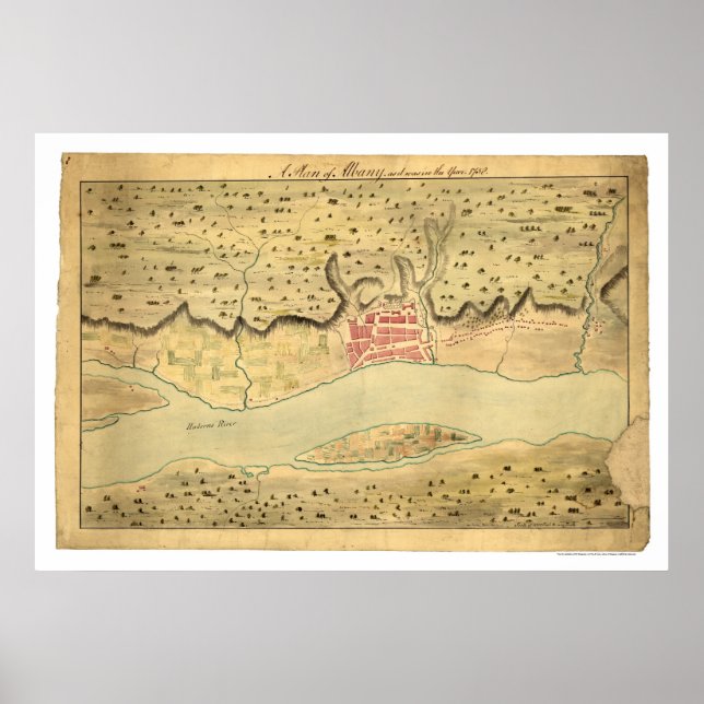 Poster Albany New York Early Map 1758 (Devant)