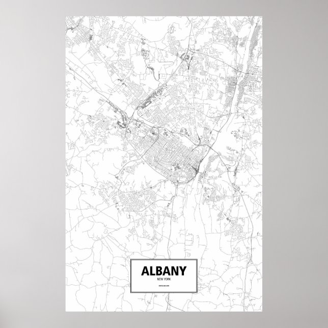 Poster Albany, New York (noir sur blanc) (Devant)