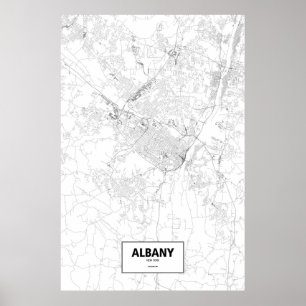 Poster Albany, New York (noir sur le blanc)