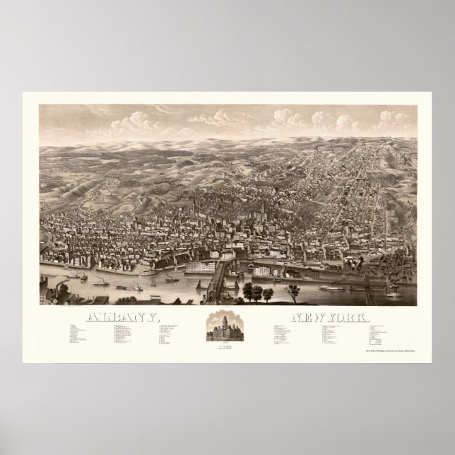 Poster Albany, NY Carte panoramique - 1879 (Devant)