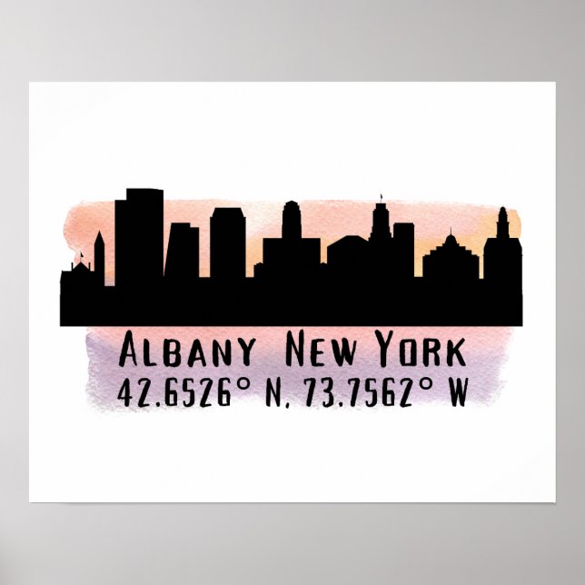 Poster Albany NY City Skyline (Devant)