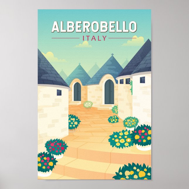Poster Alberobello Italie Travel Art Vintage (Devant)