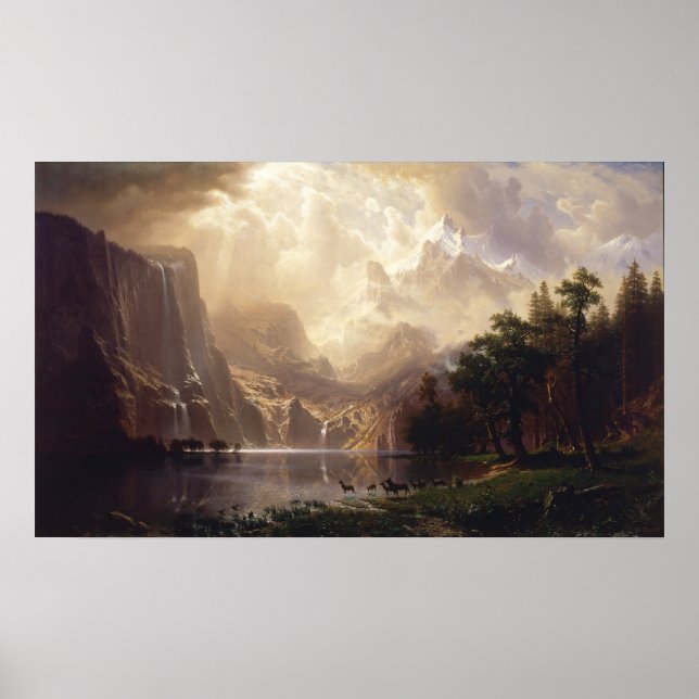 Poster Albert Bierstadt - Parmi la Sierra Nevada (Devant)