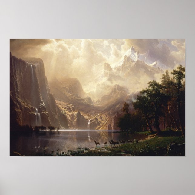 Poster Albert Bierstadt - Parmi la Sierra Nevada (Devant)