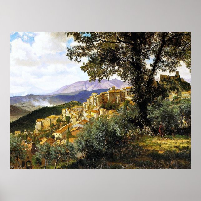 Poster Albert Bierstadt peinture, Olevano Card (Devant)