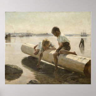 Poster Albert Edelfeel - Deux garçons sur un carnet