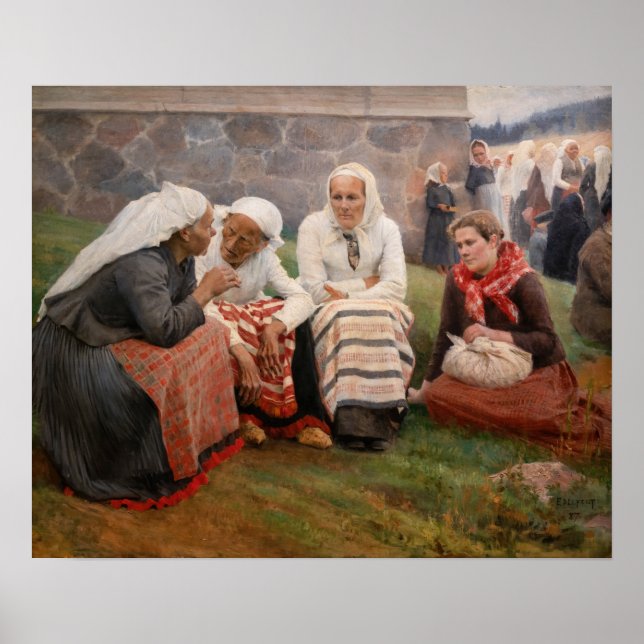 Poster Albert Edelfeel - Femmes à l'extérieur de l'église (Devant)