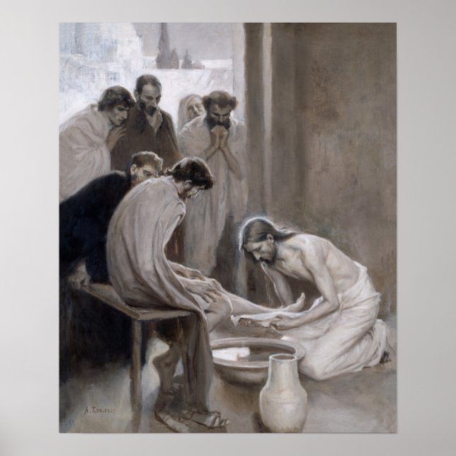 Poster Albert Edelfeel - Jésus Laver les pieds des discip (Devant)