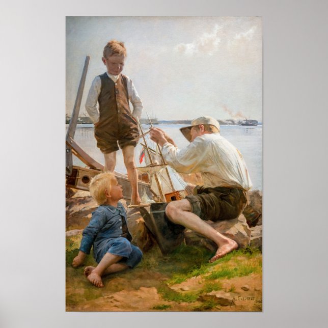 Poster Albert Edelfelt - Constructeurs de bateaux (Devant)