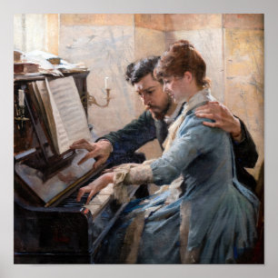 Poster Albert Edelfelt - Jouant du piano