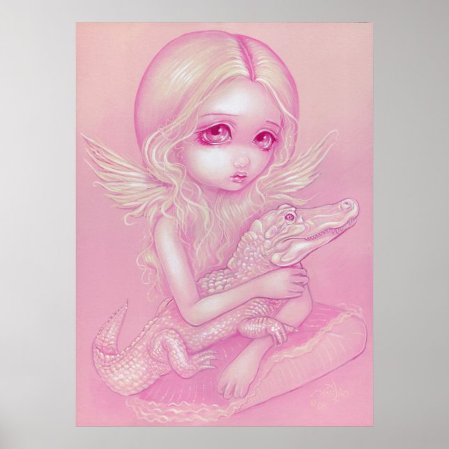 Poster Albino Alligator Angel grand oeil bas Art Imprimer (Devant)