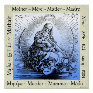 Poster Albrecht Dürer Mother et Child on Crescent Moon