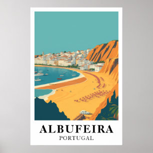 Poster Albufeira Portugal Art de Voyage Plage Vintage