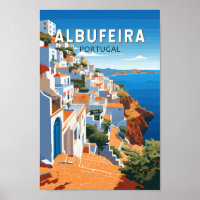 Albufeira Portugal Travel Art Vintage