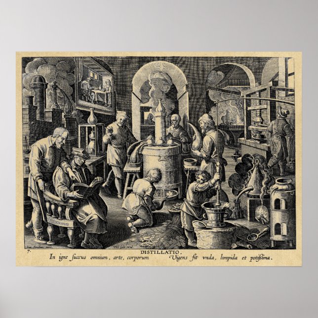 Poster Alchimie Outils de distillation (Devant)