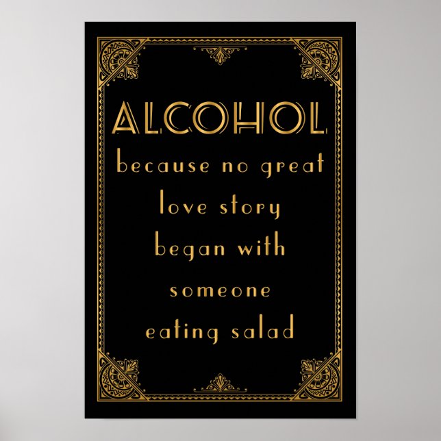 Poster ALCOHOL bar à boissons Gatsby panneau mariage insp (Devant)