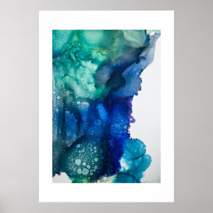 Poster -  Alcohol Ink Art Posters Blue Green