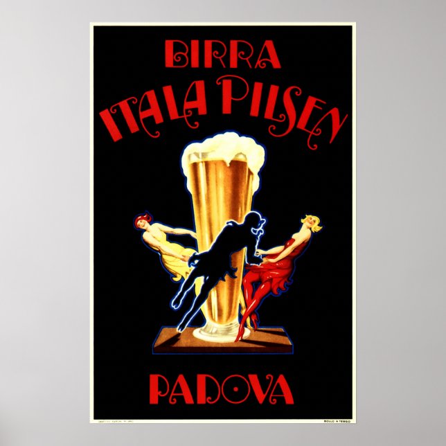 Poster Alcool BIRRA ITALA PILSEN PADOVA Bière Vintage (Devant)