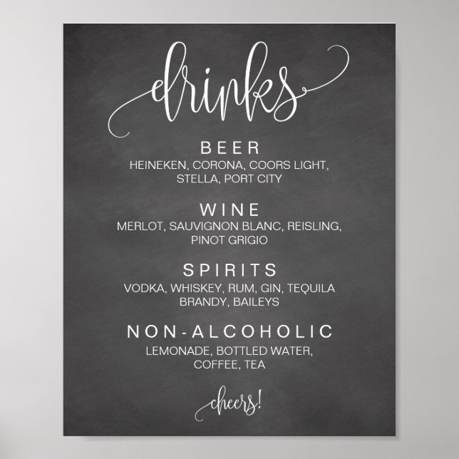 Poster Alcool Cocktail Bar Boissons Signal Mariage modifi (Devant)