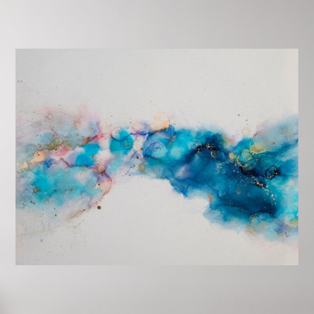 Poster Alcool Enk Art. Peinture Abstraite. Alcool Ink ba (Devant)