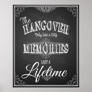 Poster Alcool HANGOVER barre signe parfait imprimé mariag