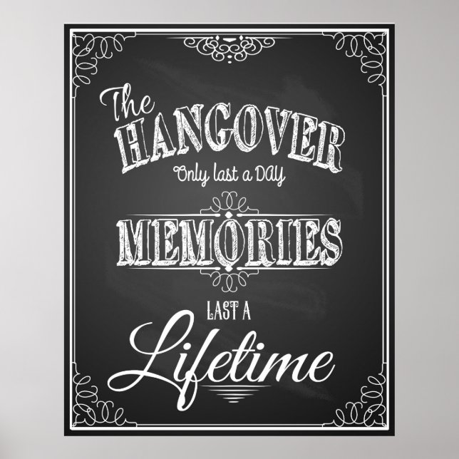 Poster Alcool HANGOVER barre signe parfait imprimé mariag (Devant)