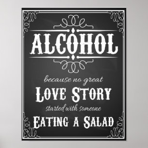Poster Alcool parce qu'aucun grand dessin d'histoire d'am