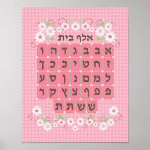 Poster Alef Beis rose - Nouveau