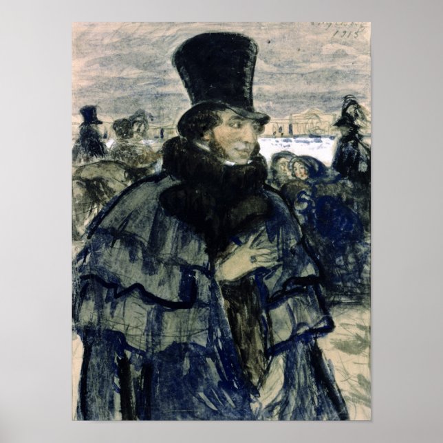 Poster Alexander Pouchkine sur l'embouteillage de Neva (Devant)