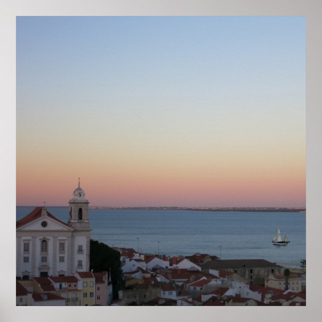 Poster Alfama coucher de soleil Lisbonne Portugal Photo (Devant)