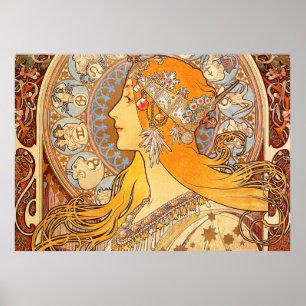 Poster Alfonse Mucha Zodiac Art Nouveau Woman