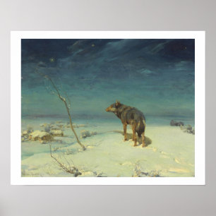 Poster Alfred Kowalski Loup solitaire dans peinture à l'h