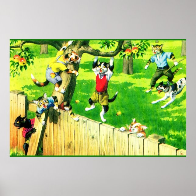 Poster Alfred Mainzer chats escalade un pommier (Devant)