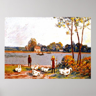 Poster Alfred Sisley art : Au bord de la rivière Loing,