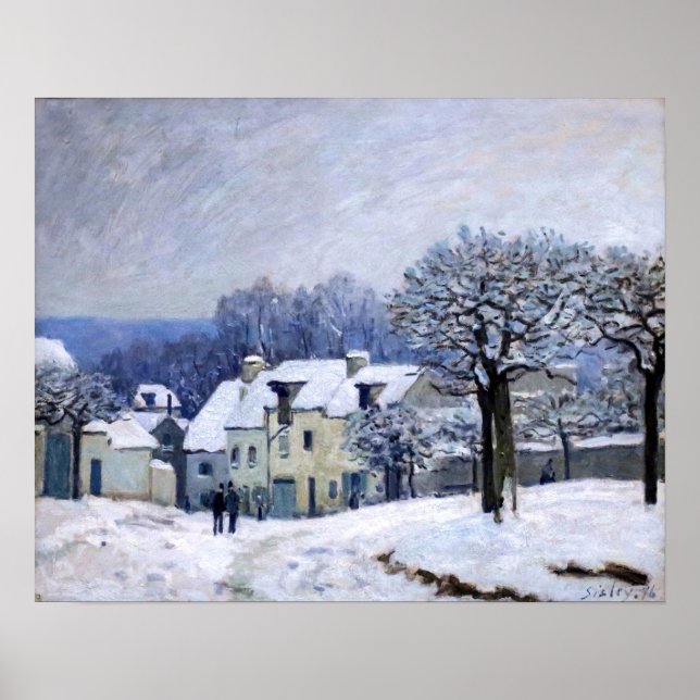 Poster Alfred Sisley - Place Chenil à Marly, Effet Neige (Devant)