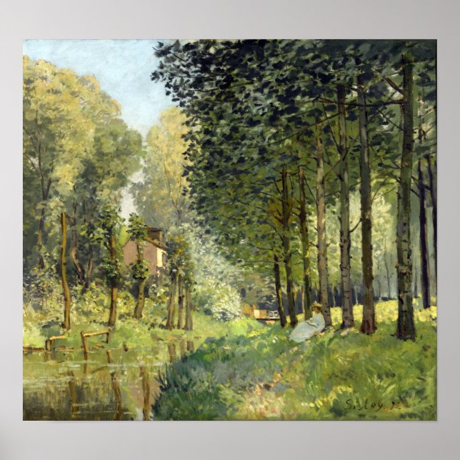 Poster Alfred Sisley Repose le long du ruisseau (Devant)