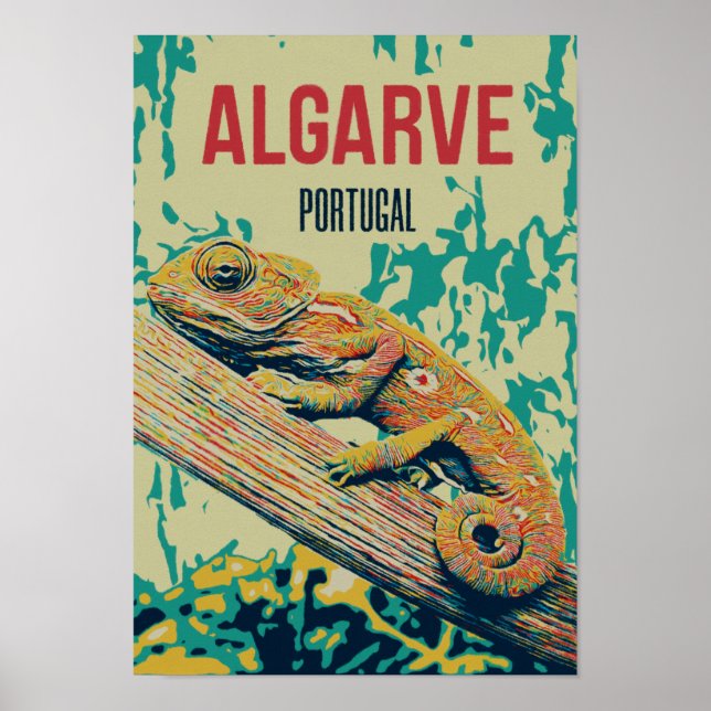 Poster Algarve Chameleon illustration Portugal vintage (Devant)