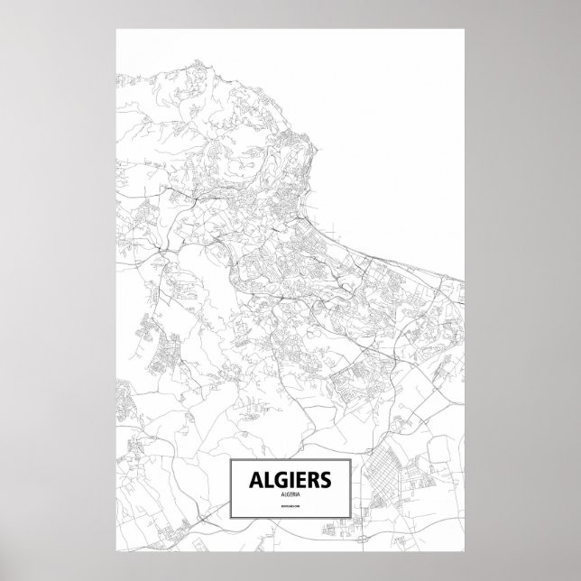 Poster Alger, Algérie (noir sur blanc) (Devant)