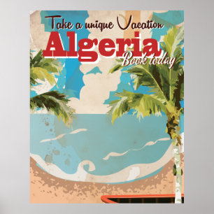 Poster Algeria vacation Vintage Travel Poster.