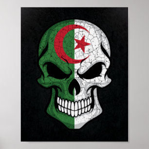 Poster Algérie Drapeau crâne souriant