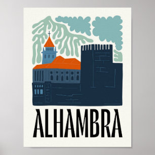 Poster Alhambra Granada Espagne Voyage abstrait art flora