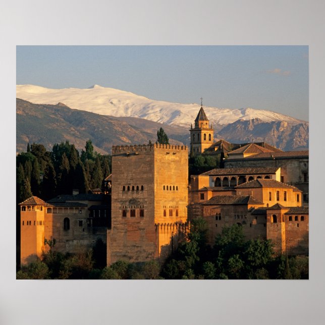 Poster Alhambra; Grenade; Andaslusia, Espagne, Sierra (Devant)
