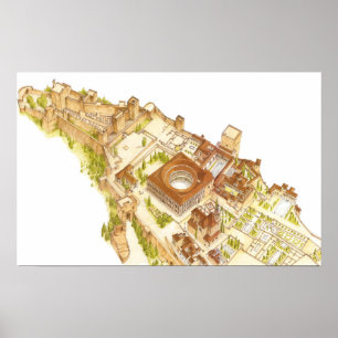 Poster Alhambra Grenade Espagne. Château et palais