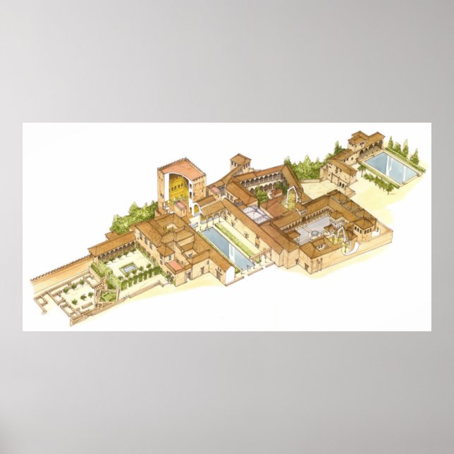 Poster Alhambra Grenade Espagne. Les palais royaux (Devant)