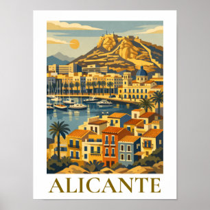 Poster Alicante Espagne Voyage Souvenir Minimaliste Côté